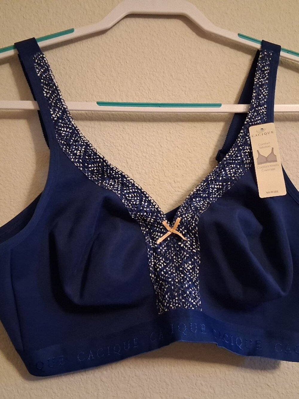 40DD Lane Bryant Cacique Lightly Lined No Wire Full Coverage Bra Navy Blue NWT